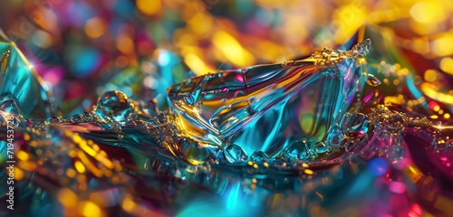 Liquid crystals refracting vibrant hues, creating a mesmerizing psychedelic symphony.