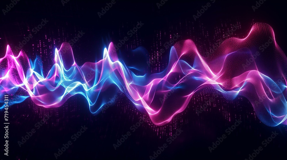 soundwave on the black background, neon, futuristic vibe
