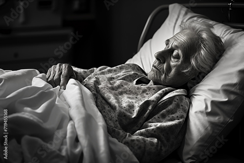 Final Rest: Elderly Woman Finds Peace on Her Death Bed photo