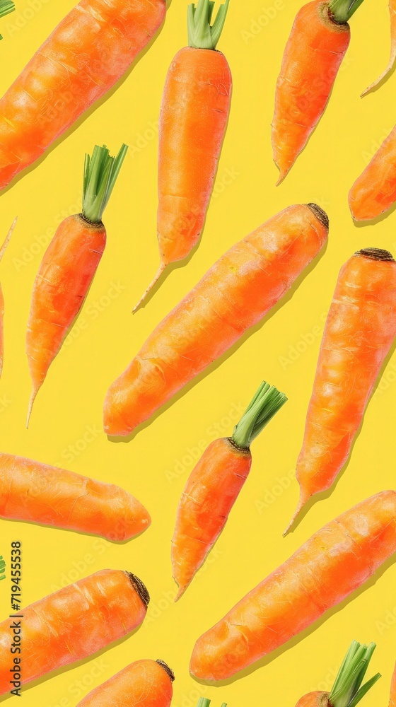 Carrot seamless pattern on yellow background Carrot seamless pattern on yellow background