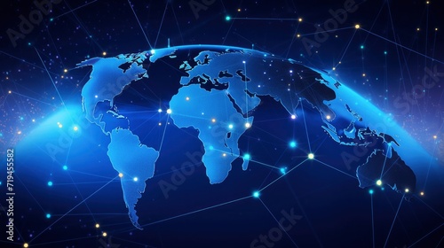 Concept of European Global Network and Connectivity. Illustrating Data Transfer  Cyber Technology  Information Exchange  and Telecommunication on a Global Scale.