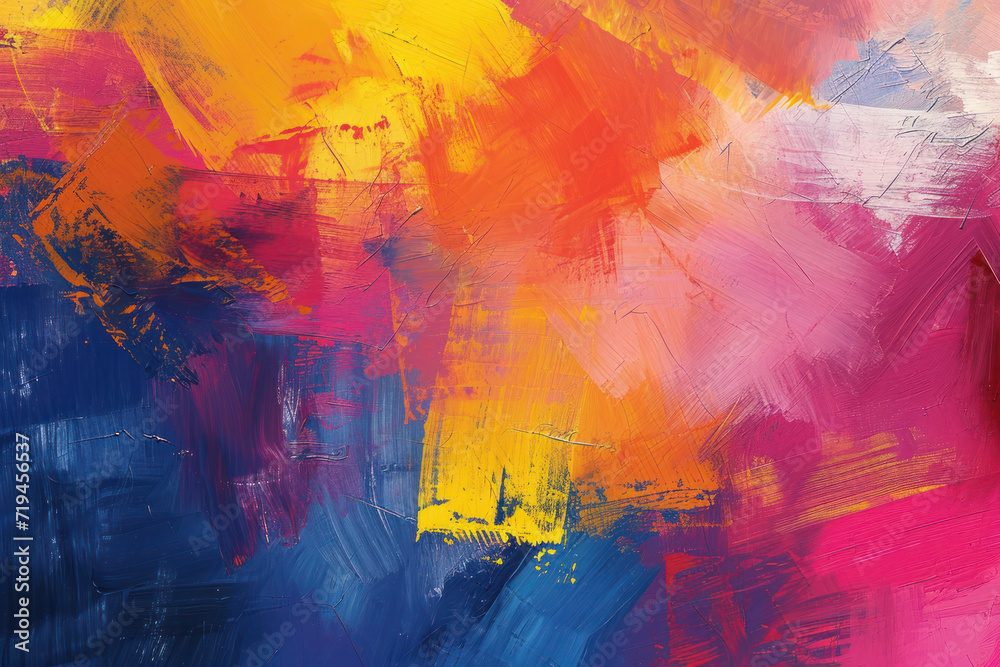 Painterly texture abstract background using bold bright brushstrokes with a contrasting color palette.	
