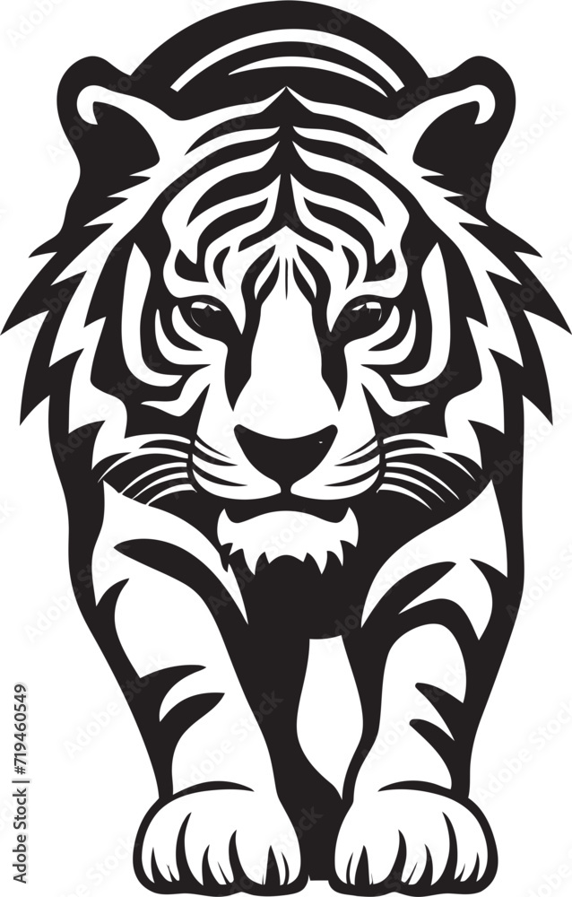 Whimsical Tiger Illustration Playful Monochrome ArtistrySurrealist Tiger Profile Dreamlike Monochrome Essence