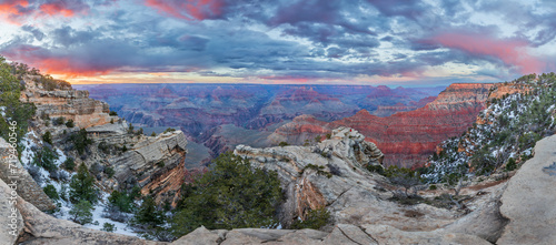 People admire the incredible sunset views of Grand Canyon National Park  Northern Arizona  USA.