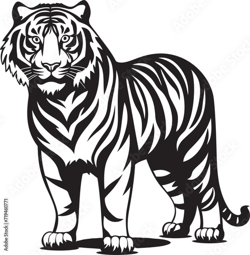 Intricate Tiger Illustration Detailed Monochrome MasteryFluid Tiger Profile Graceful Monochrome Lines © The biseeise