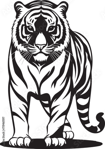 Whirling Tiger Portrait Spiraling Monochrome BeautyExpressive Tiger Outline Captivating Monochrome Style