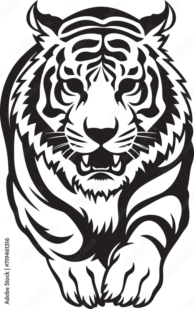Abstract Tiger Sketch Artistic Monochrome InterpretationEnigmatic Tiger Design Mysterious Monochrome Essence