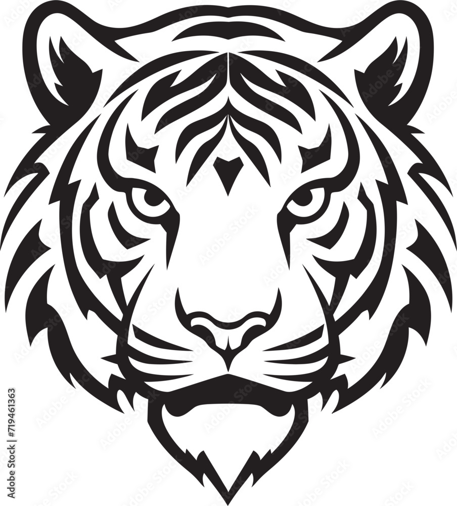 Elegant Tiger Artwork Refined Monochrome RenderingDynamic Tiger Vector Energetic Monochrome Composition