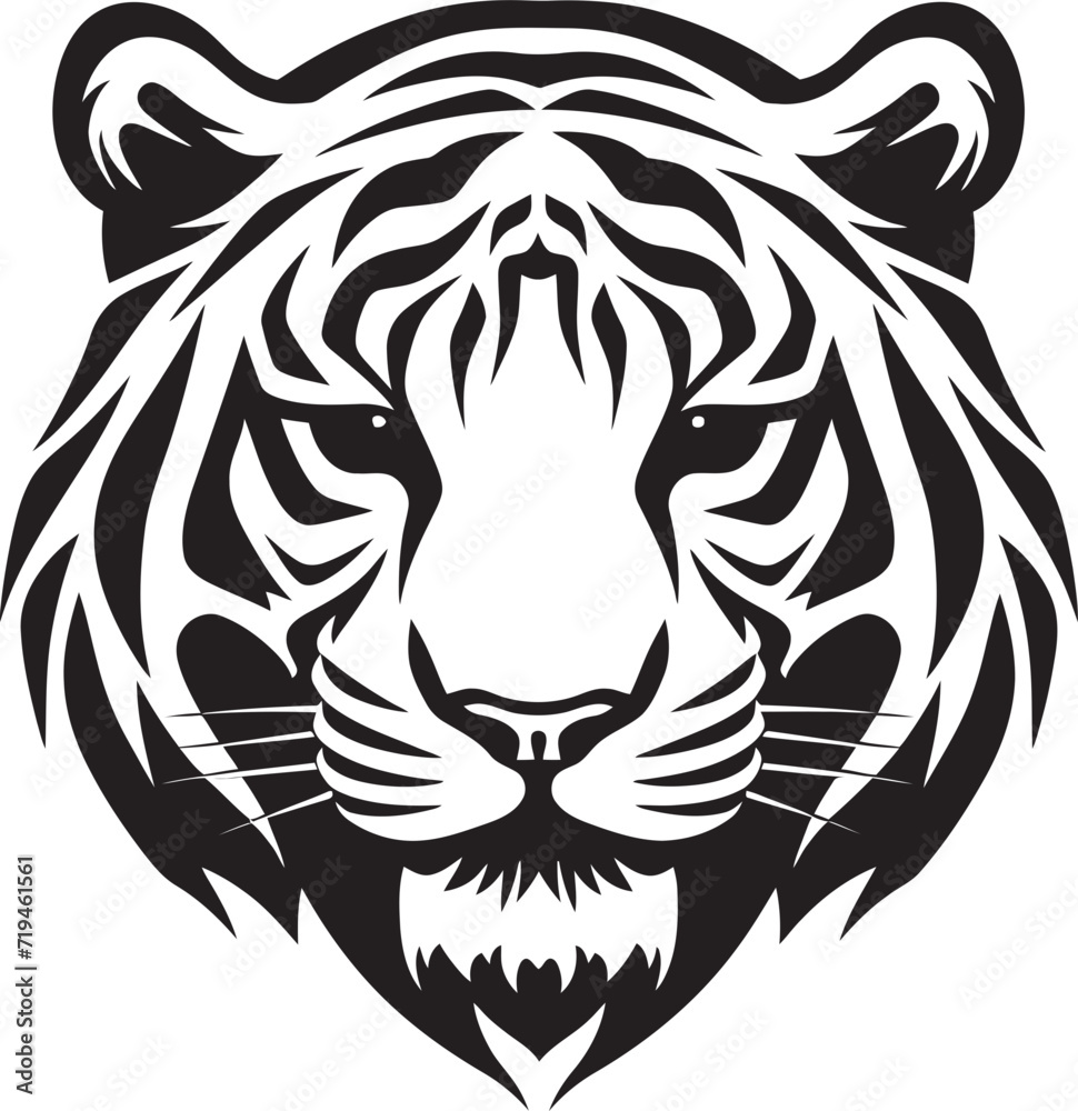 Whirling Tiger Portrait Spiraling Monochrome BeautyExpressive Tiger Outline Captivating Monochrome Style