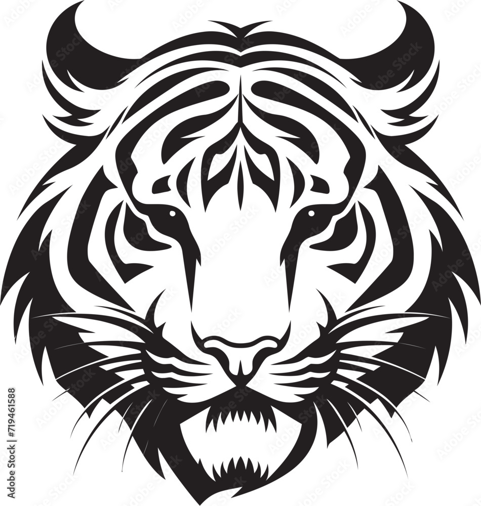 Elegant Tiger Vector Refined Monochrome RenderingDynamic Tiger Art Energetic Monochrome Composition