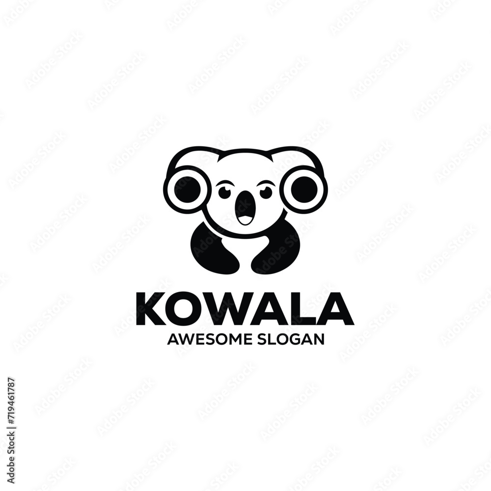 Vector koala head mascot illustration logo design