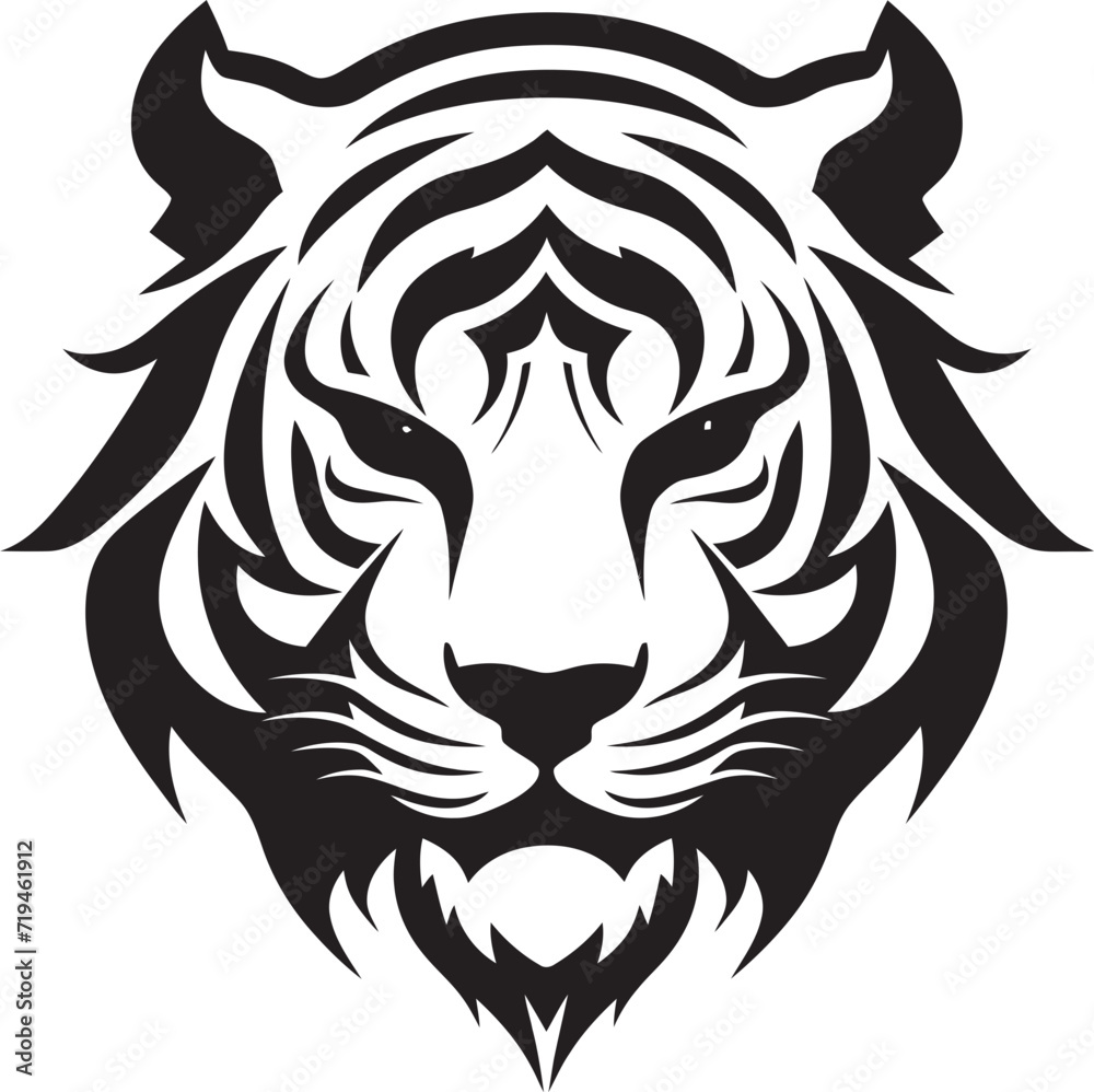 Monochrome Abstract TigerTribal inspired Tiger Vector