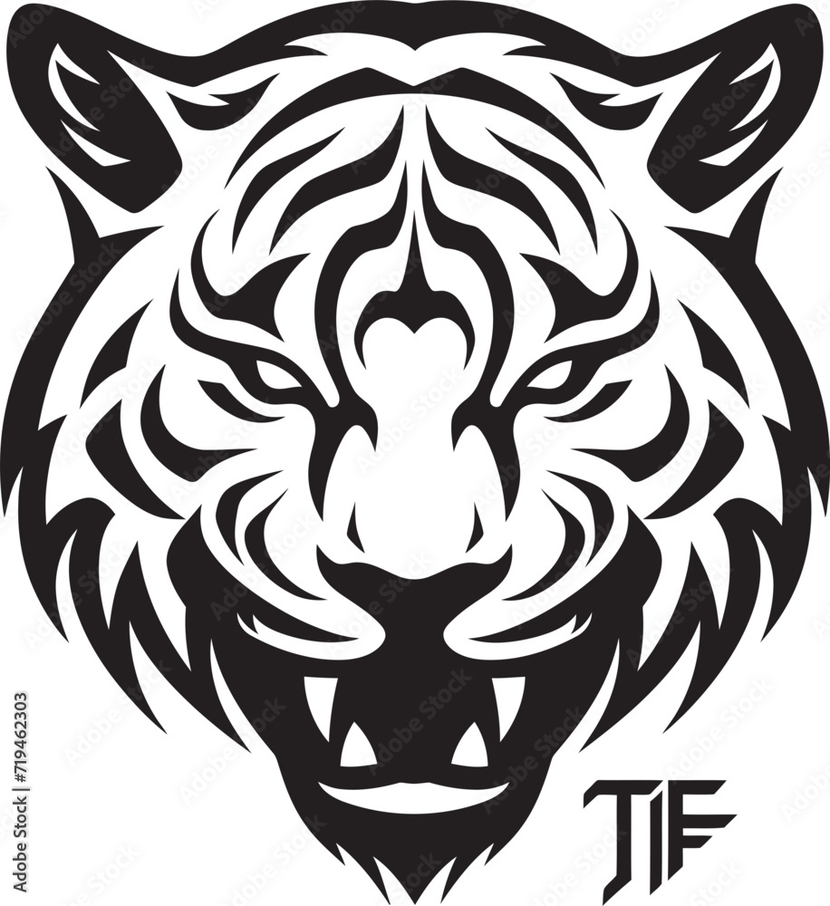 Fine Line Tiger ArtworkAngular Tiger Portrait