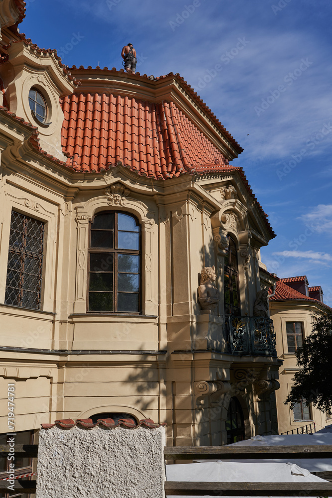 Prague, Czech Republic - July 5, 2023 - Facade of Gallery Portheimka on a sunny summer morning