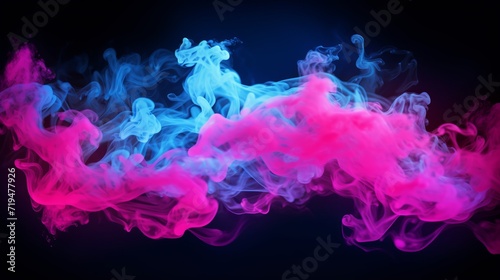 The background of this dark horror black poster design wallpaper is made up of cloud smoke, neon pink blue, and a dark horror motif