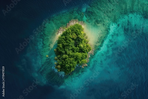 A small island in the middle of the ocean. Perfect for travel and nature-themed projects