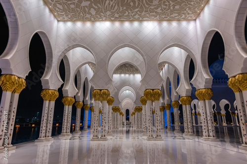 Amazing interior of Mosque, Abu Dhabi, United Arab Emirates.