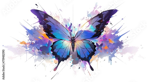 Abstract Butterfly in Flight. Featuring Blue, Purple, and Cyan Blots. © Fatema
