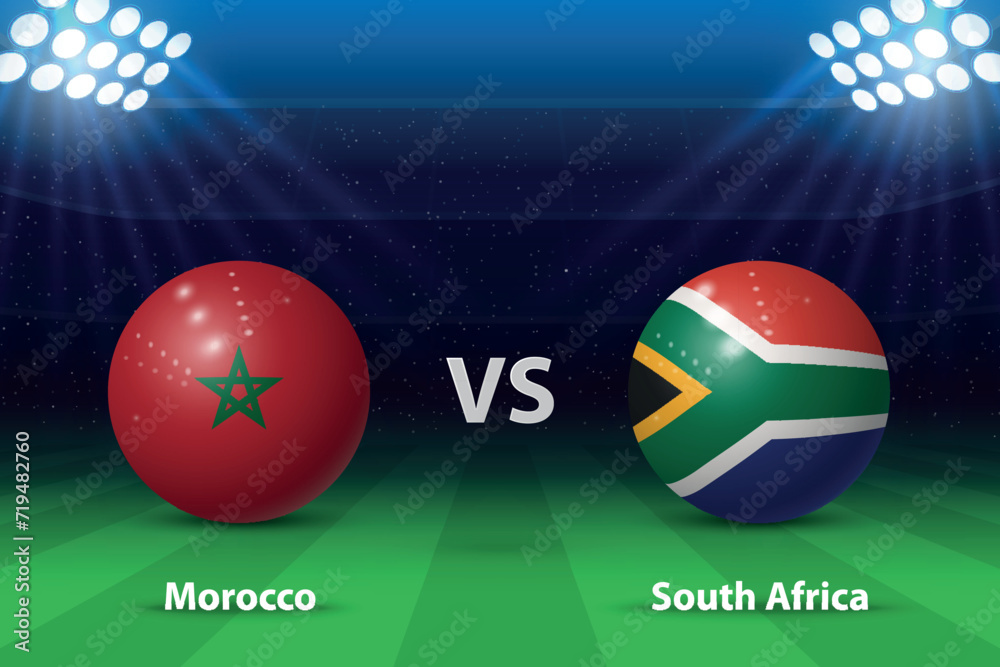 Morocco vs South Africa. knockout stage Africa 2023, Soccer scoreboard