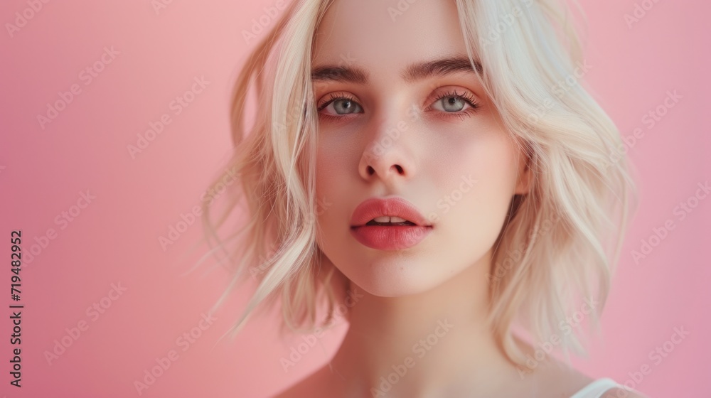A woman with blonde hair and blue eyes. Versatile image suitable for various purposes A woman with blonde hair and blue eyes. Versatile image suitable for various purposes