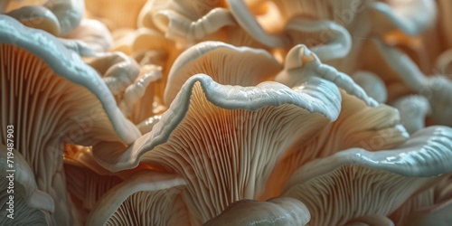 A close-up photograph showcasing a bunch of mushrooms. Perfect for nature enthusiasts and food-related projects