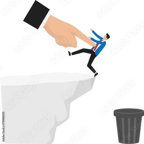 Bossy take businessman in trash and social issues for business success concept, 
