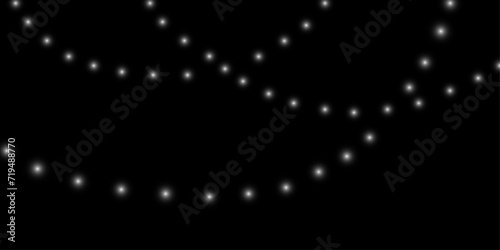 Garland on transparent background. Glass light bulb on a transparent background with a bright yellow glow. Vector illustration.	
