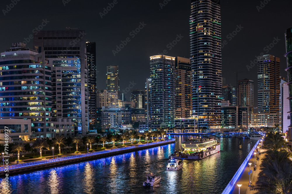 Evening view of the skyscrapers of Dubai Marina. Evening view of the skyscrapers of Dubai Marina.