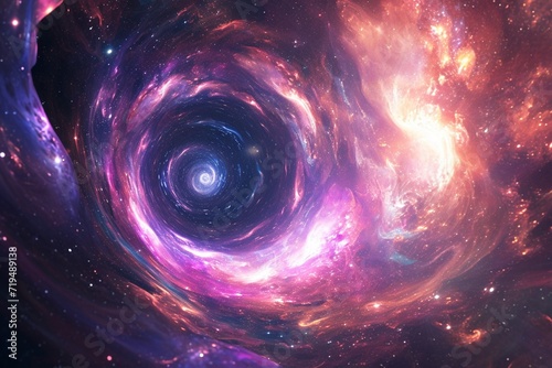 A cosmic portal of swirling, glowing shapes and symbols