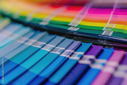 A close-up view of a bunch of color samples. This versatile image can be used in various design projects