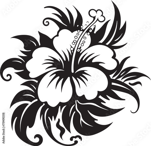 Twilight Hibiscus Melody Vectorized Floral DesignsMoonlit Orchid Serenade Black Tropical Vectors