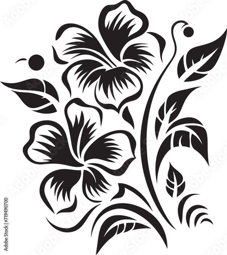 Sable Tropic Symphony Black Floral Vector SerenityTwilight Orchid Elegance Vectorized Floral Rhythms