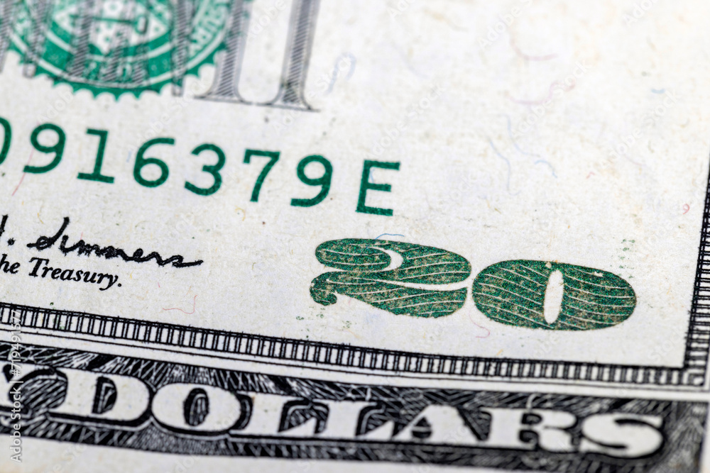 details of American twenty dollars in cash details of American twenty dollars in cash