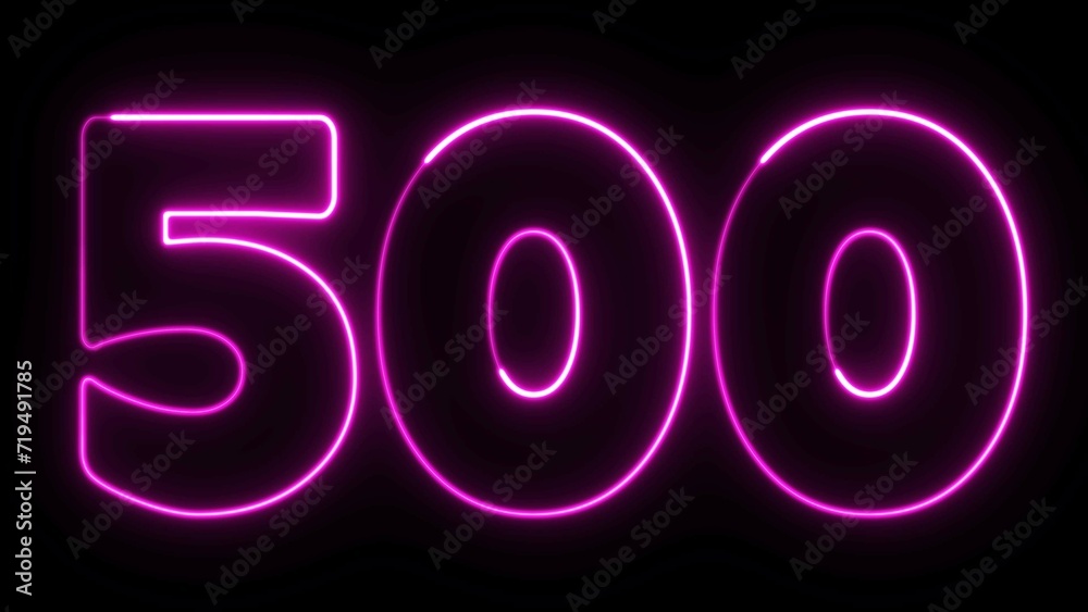 500 number text font with neon light. Luminous and shimmering haze inside the letters of the text
five hundred. 500 number neon sign. 500 number text font with neon light. Luminous and shimmering haze inside the letters of the text
five hundred. 500 number neon sign.
