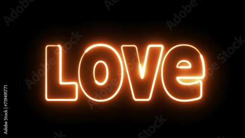 Love text font with light. Luminous and shimmering haze inside the letters of the text i love you. Love neon sign.