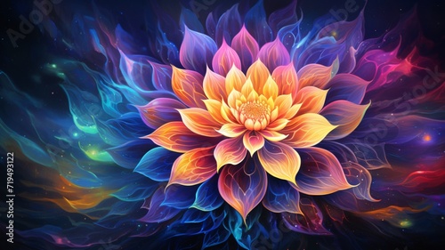 Colorful Imagination fantasy Lotus Flower Multicolored Ai generated art