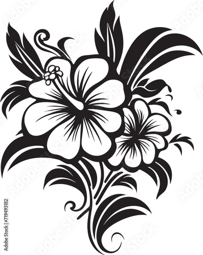 Shadowed Serenade Vectorized Tropical FloralsEbony Enchantment Tropical Floral Vector Illustrations