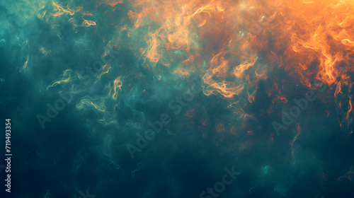 Abstract Background of Orange and Green Smoke