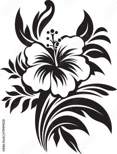Twilight Hibiscus Noir Vectorized Floral EleganceMoonlit Orchid Sonata Black Tropical Vector Magic