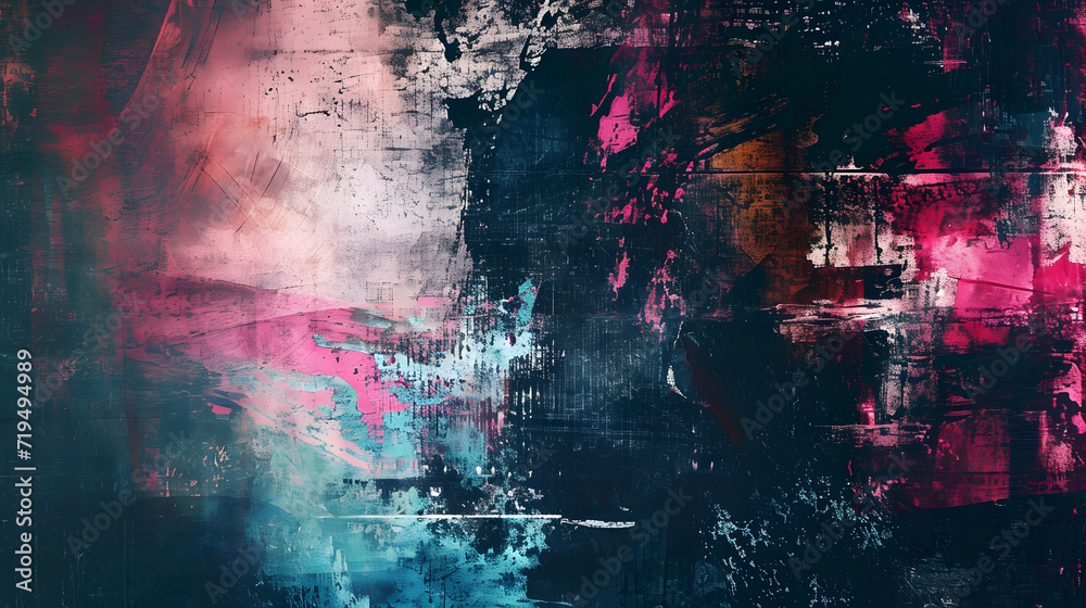 Abstract Painting With Pink and Blue Colors