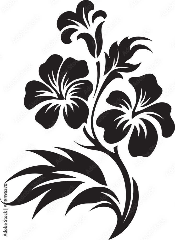 Graphite Hibiscus Hideaway Tropical Floral VectorsMystical Midnight Blooms Black Floral Vector Artistry