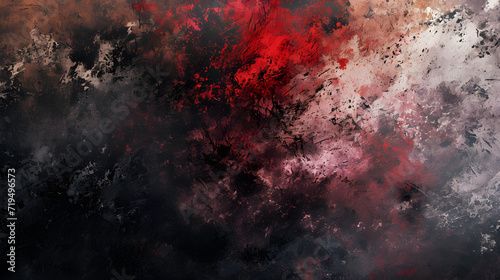 Red and Black Abstract Painting on Black Background