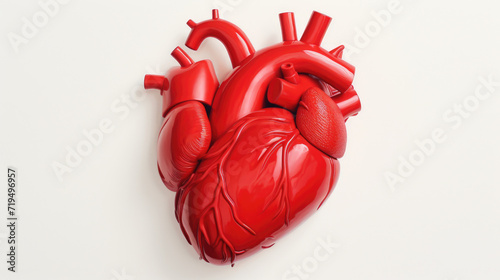 Model of human heart placed on white surface. Suitable for medical education or health-related presentations