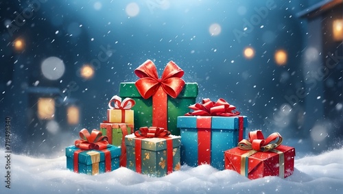 christmas background with gift boxes © Sba3