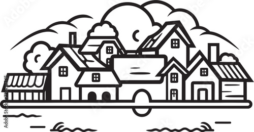 Monochromatic Mysteries Village Vector ChroniclesChiaroscuro Charm Black Village Vectors