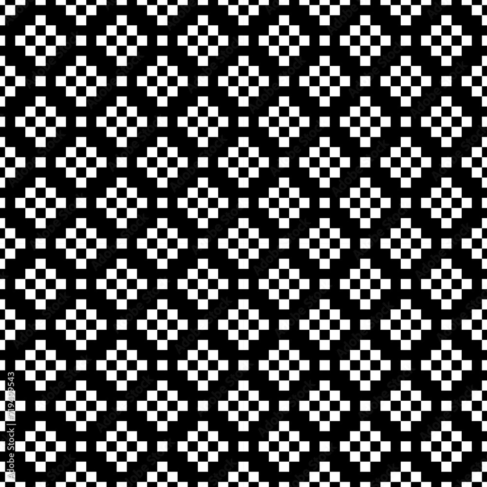 Seamless pattern. Squares illustration. Geometric background. Checks ornament. Quadrangles backdrop. Digital paper, textile print, web design, abstract. Tiles wallpaper. Ethnic motif. Vector artwork