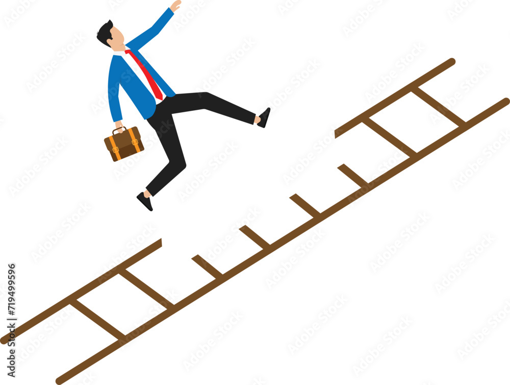 Businessman running with suitcase on top of stairs towards sky for business success concept,
Businessman running with suitcase on top of stairs towards sky for business success concept,