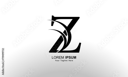 Letter Z Logo Design Vector with Curved Swoosh Lines and Creative Look.