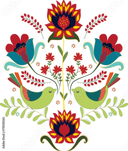 Hungarian Folk Design. Traditional embroidery flower and motif design.