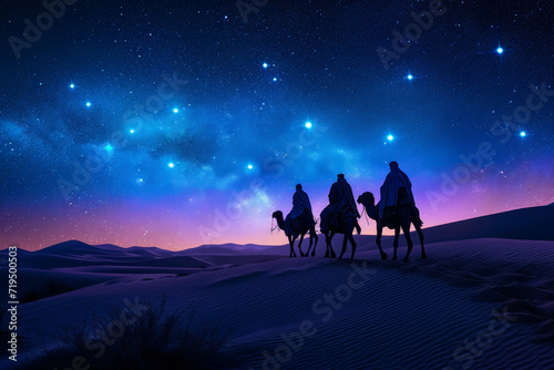 The Symbolic Christmas Journey Of Three Wise Men Through The Starry Desert